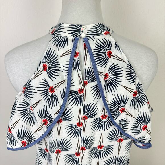 THML Floral Print Crossover Neckline Cold Shoulder Lightweight Summer Top - Picture 8 of 13